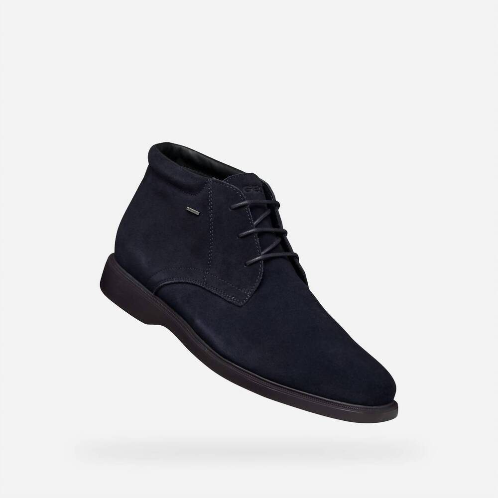 NEW GEOX men's chukka suede boots in navy blue